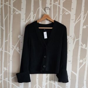 Banana Republic: Black Ribbed Cardigan